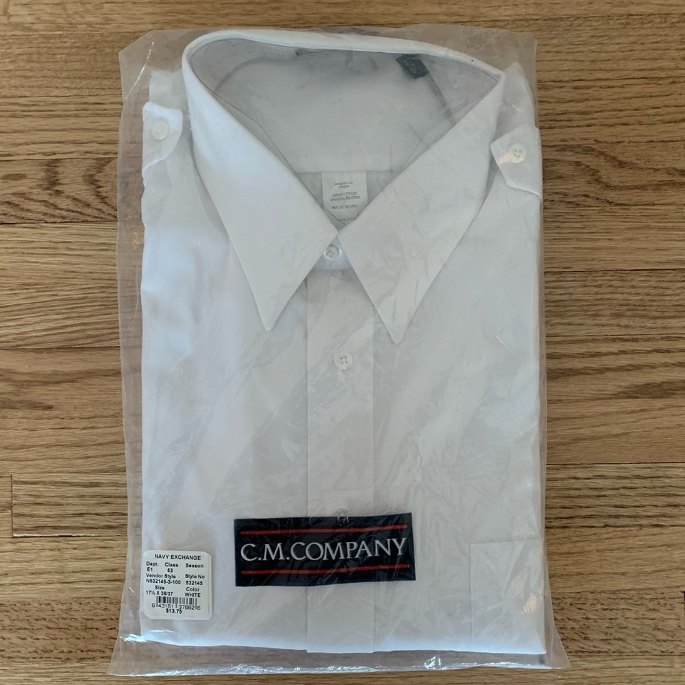 White Half Sleeve Uniform Shirt (by C.M. Company) Y2K US Navy Uniform.